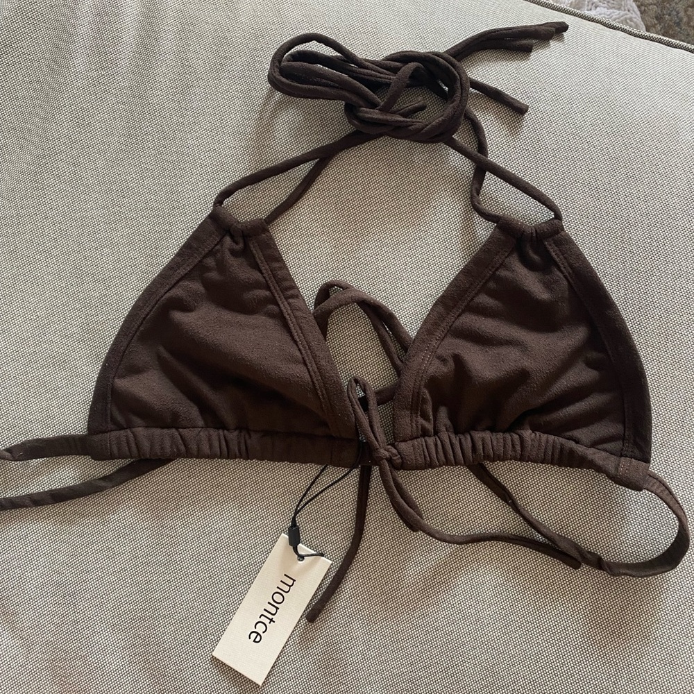 Montce Euro Bow Bikini Top Espresso Suede